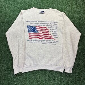 Y2K Vintage Endless Designs George W Bush 9/11 Memorial Sweatshirt Mens XL Grey